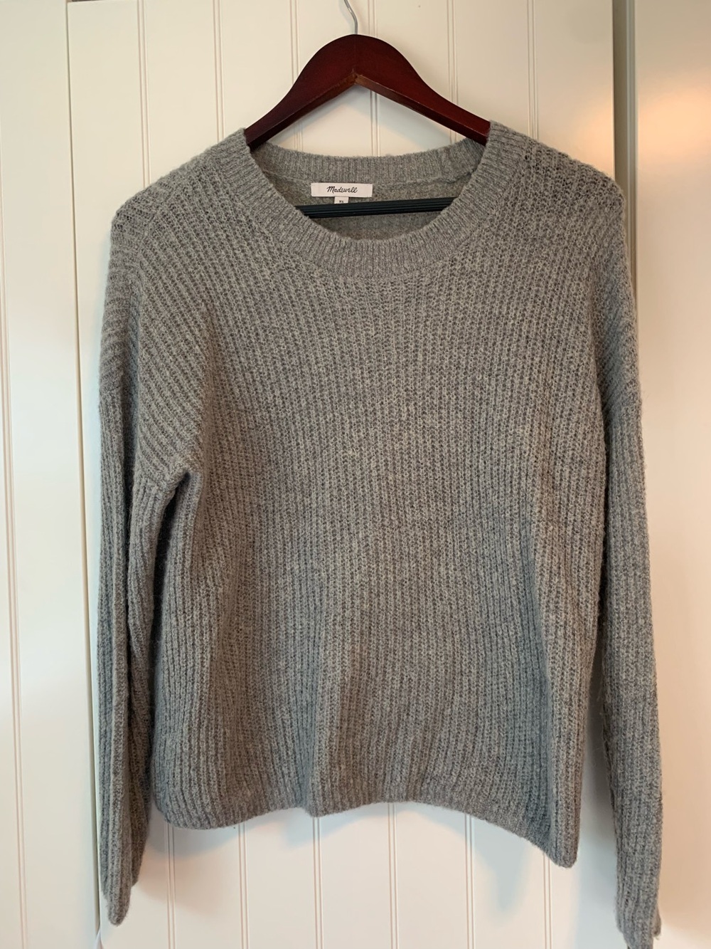 Madewell Gray Ribbed Crewneck Sweater
